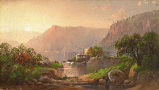William Louis Sonntag - Sunset 3 5/8 x 6 1/8 in. (9.2 x 15.6 cm.)