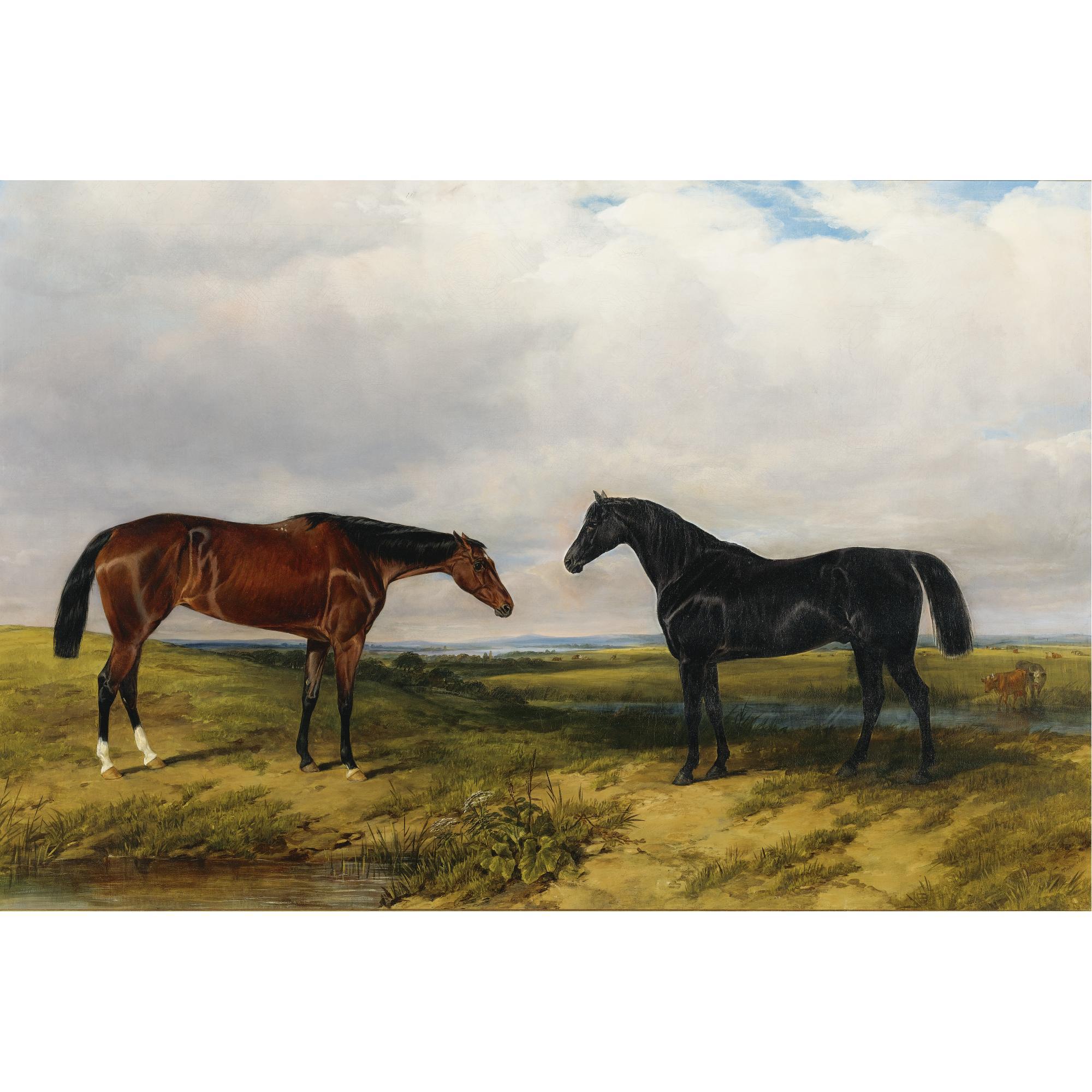 William Luker Sr. - British Two Horses In An Extensive Landscape