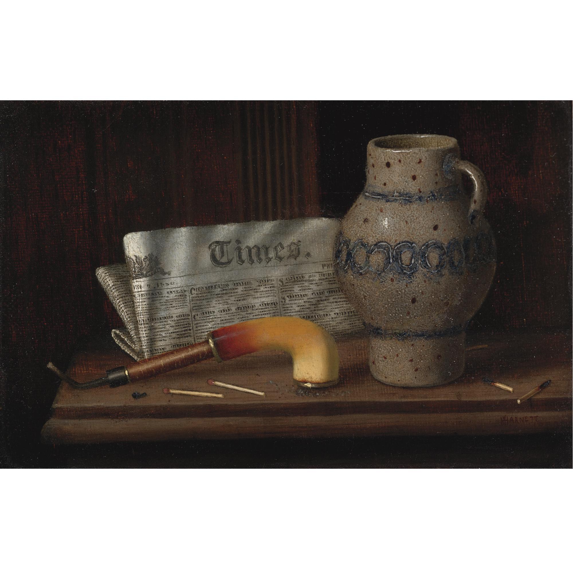 William M. Harnett - Table Top Still Life With London Times