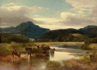 William M. Hart - Horse Riders by a River; Scottish Countryside: Two Works