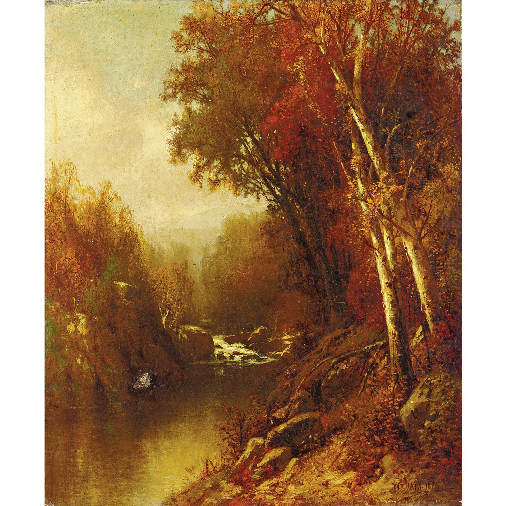 William M. Hart - Stream In Autumn