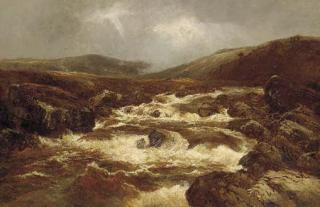 William Manners, R.B.A. - A river in full spate