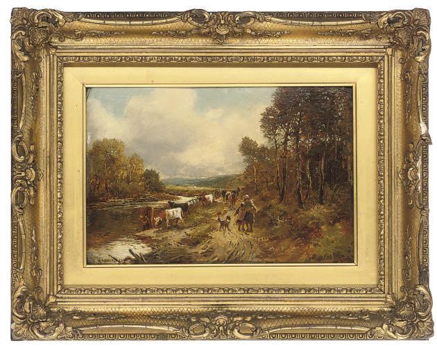 William Manners - Driving Cattle Beside A River