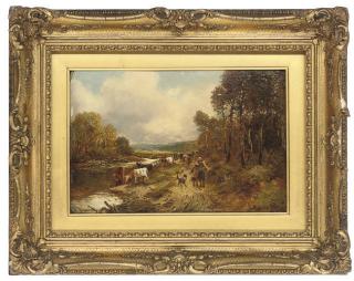 William Manners - Driving Cattle Beside A River