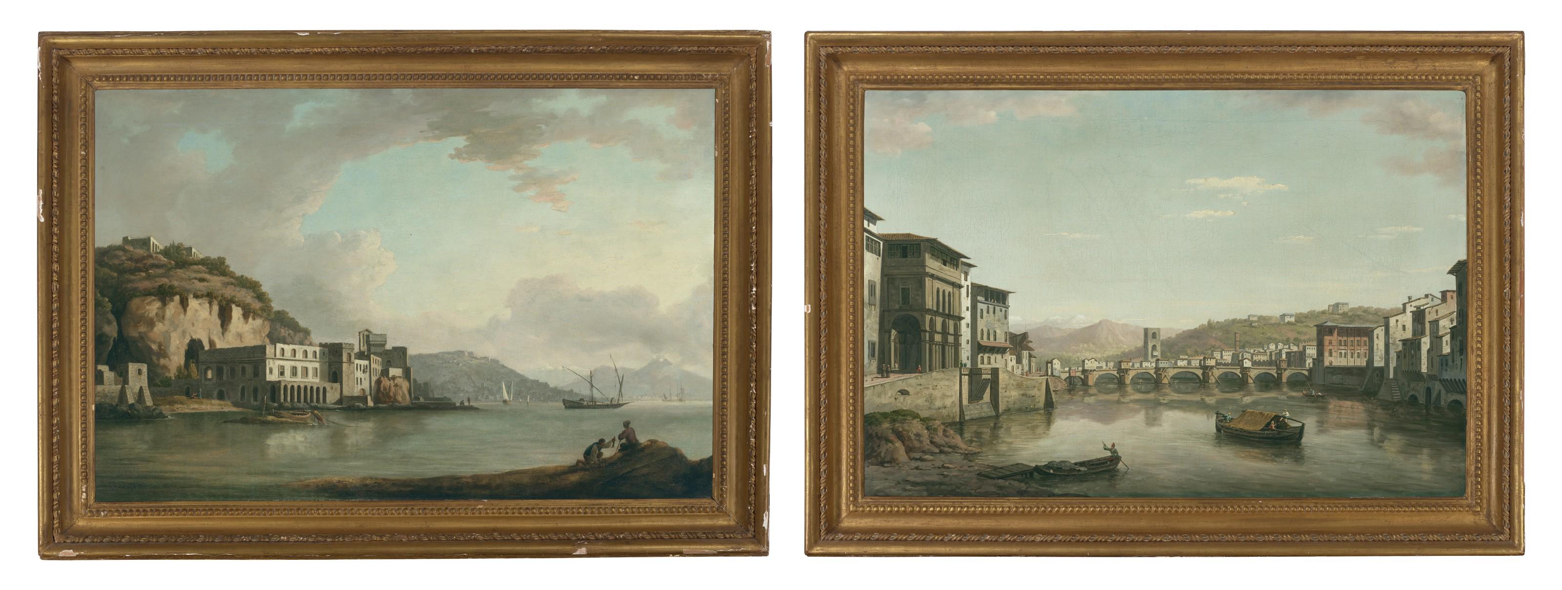 William Marlow - The Bay Of Naples With Santa Maria Degli Angeli; And The Arno Towards The Ponte Alle Grigio
