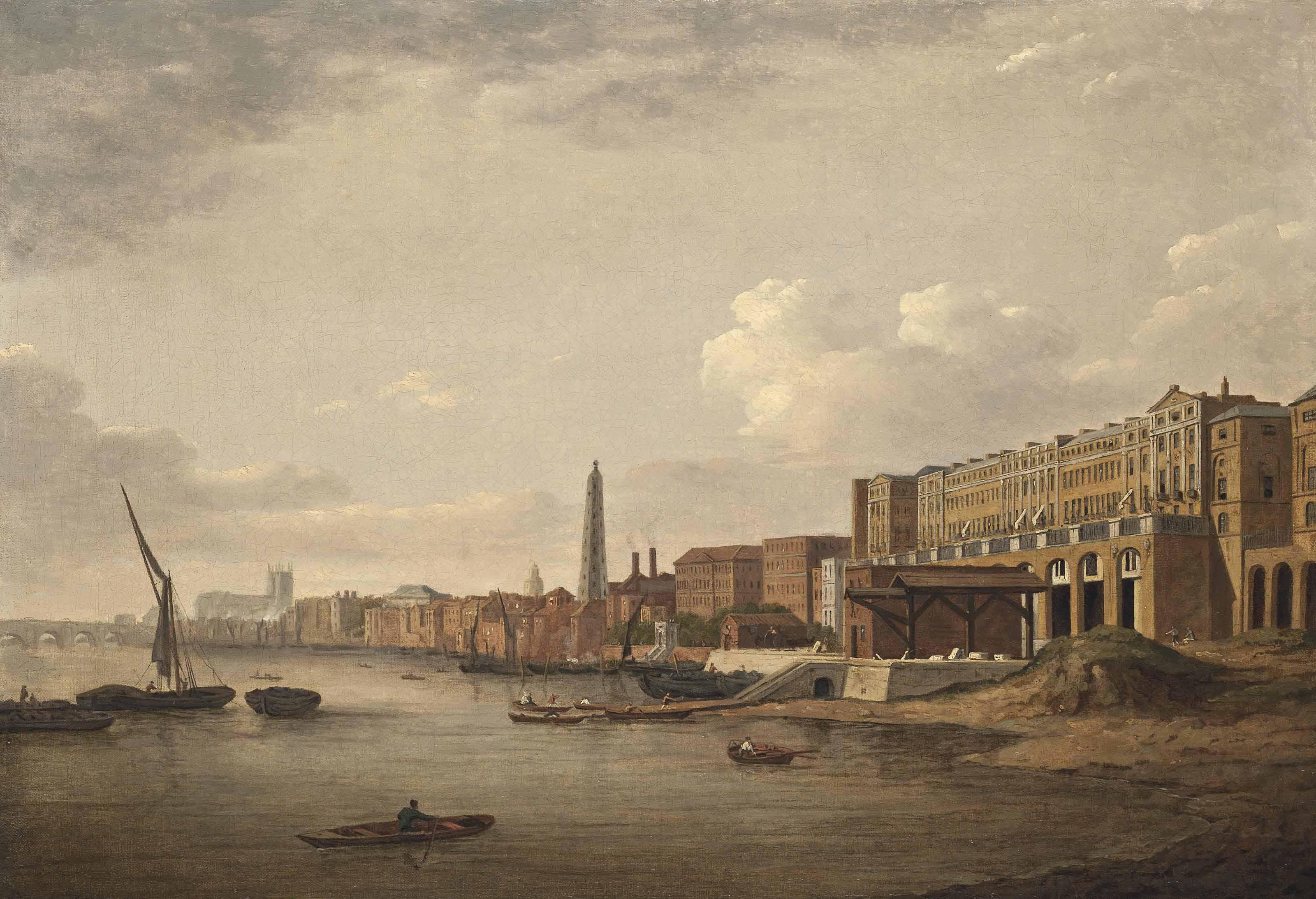 William Marlow - View of the London Riverfront from Westminster to the Adelphi