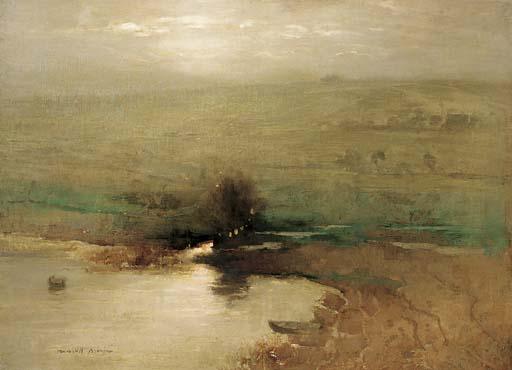 William Marshall Brown, R.S.A., R.S.W. - Grey morning, Duddingston Loch