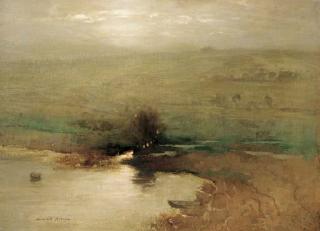 William Marshall Brown, R.S.A., R.S.W. - Grey morning, Duddingston Loch