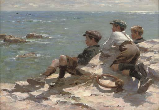 William Marshall Brown, R.S.A., R.S.W. - Watching the boats