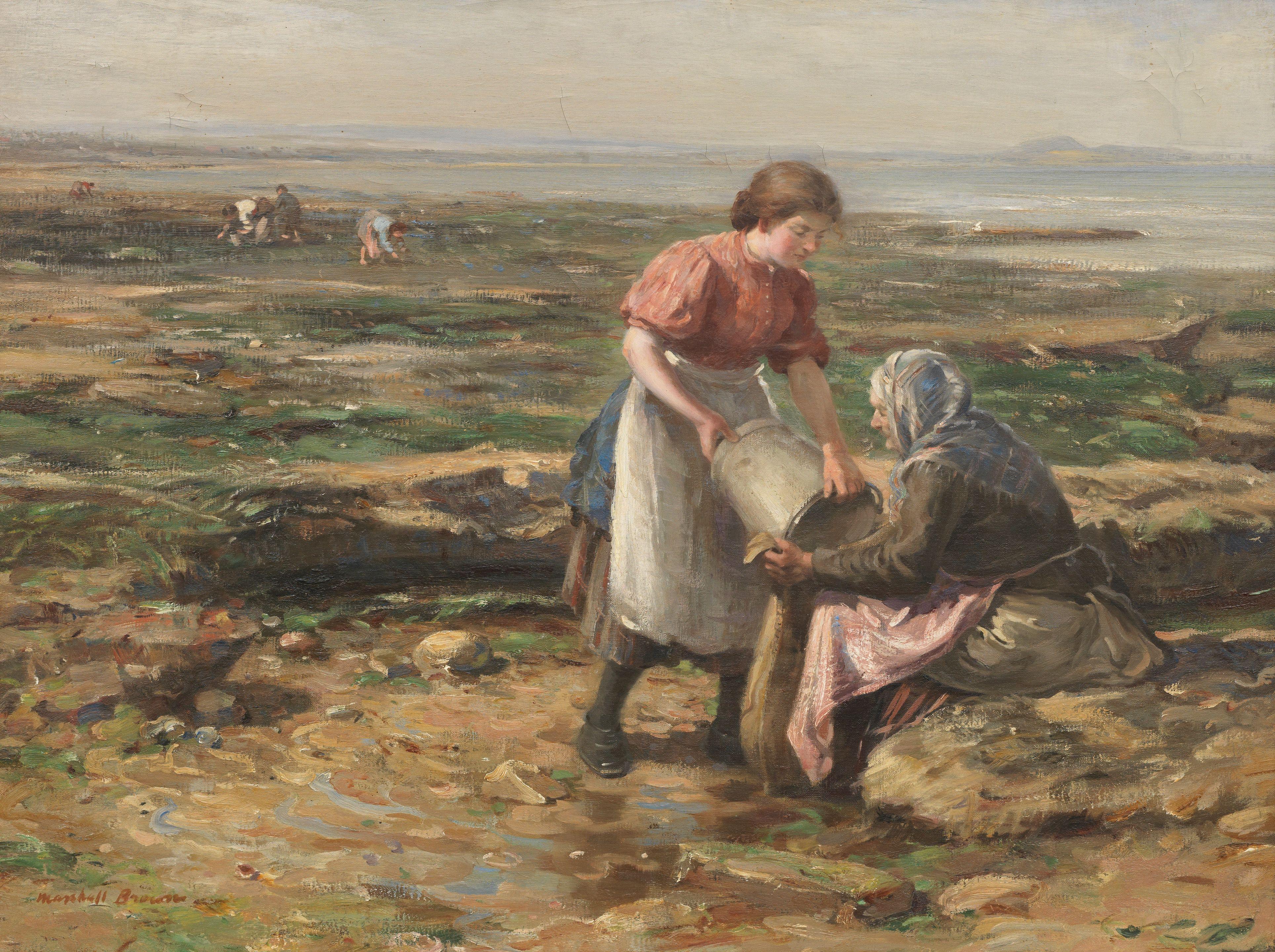 William Marshall Brown RSA RSW - Gathering Mussels