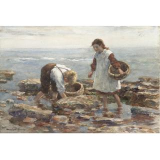 William Marshall Brown, RSA, RSW - Mussel Gatherers