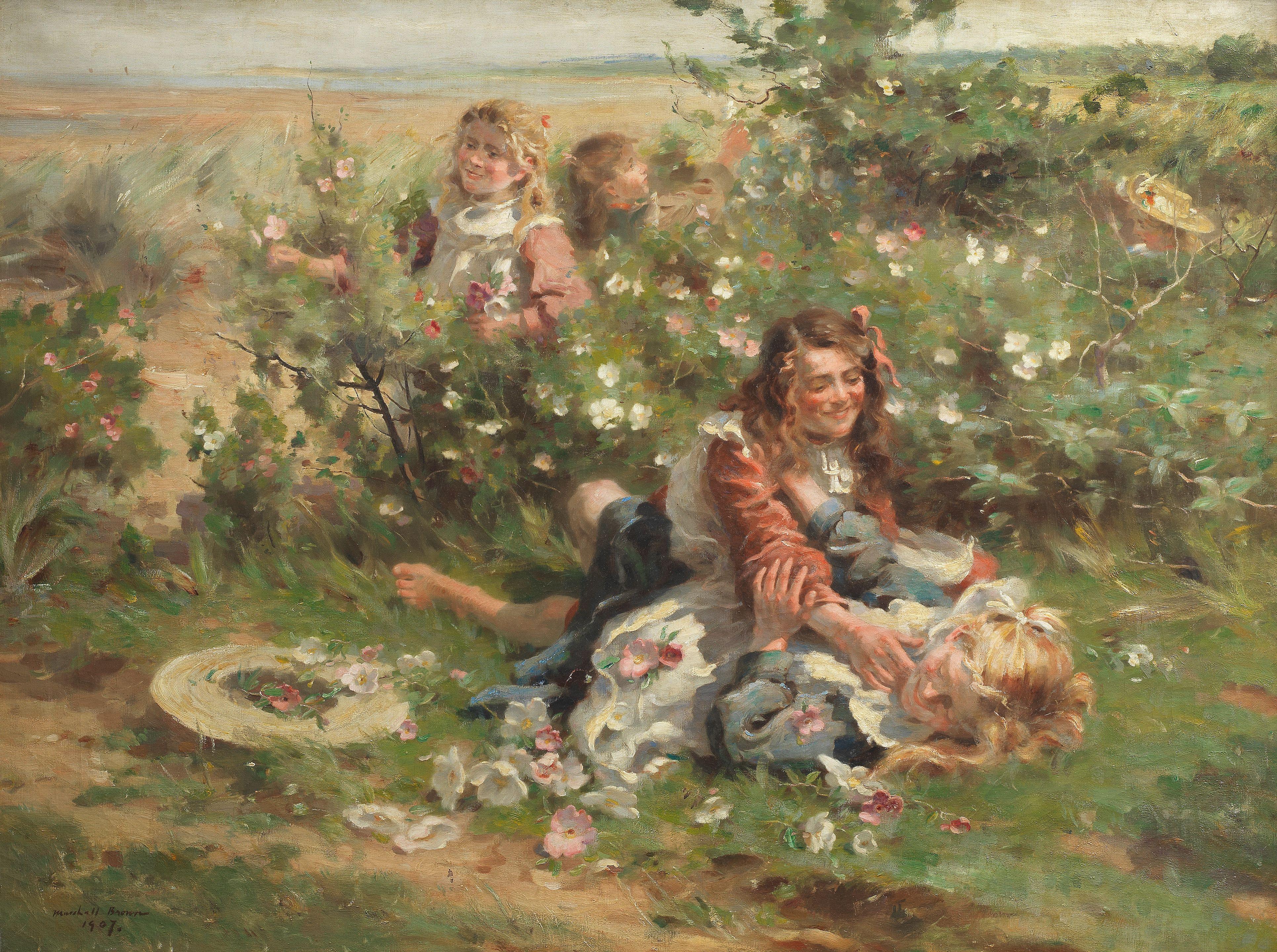 William Marshall Brown, RSA, RSW - Wild Roses