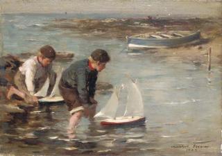 William Marshall Brown - Playing by the shore
