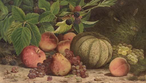 William Mason Brown - Still Life with Melon, Grapes, Peaches, Pears and Black Raspberries