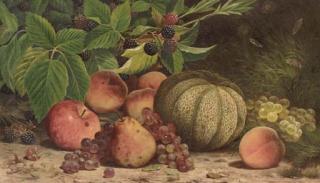 William Mason Brown - Still Life with Melon, Grapes, Peaches, Pears and Black Raspberries