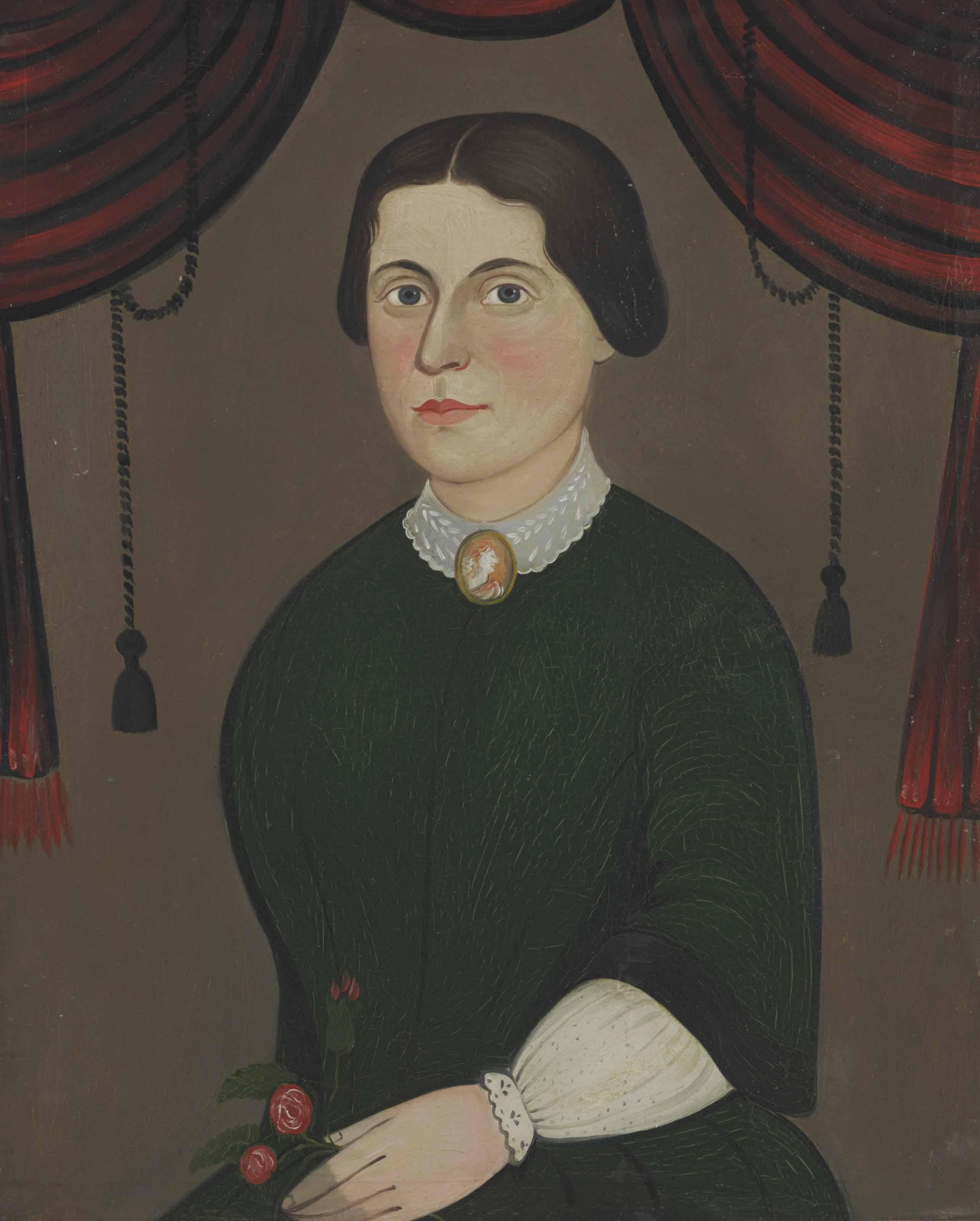 William Matthew Prior - Portrait Of A Lady With A Cameo And A Rose