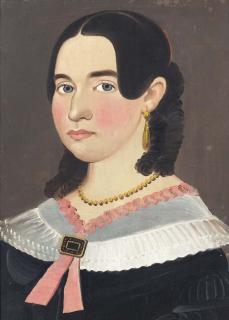 William Matthew Prior - Portrait of a Young Girl with Pink Ribbon and Gold Jewelry