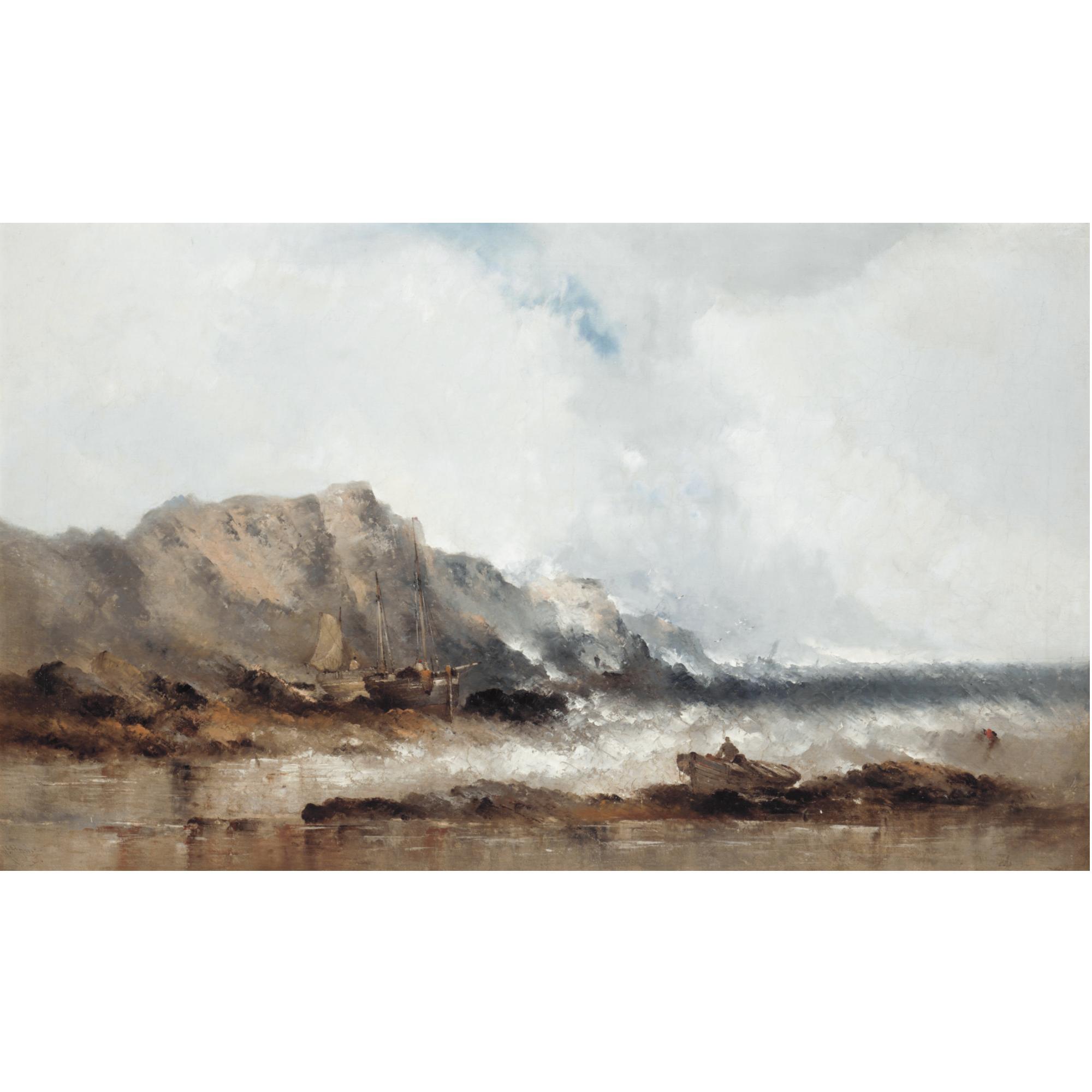 William Mcalpine - Stormy Seas With Fishing Boats; Stormy Seas With A Castle Beyond