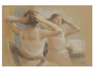 William McGregor Paxton - A woman arranging her hair