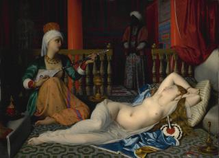 William McGregor Paxton - American odalisque With A Slave (Copy After Ingres)