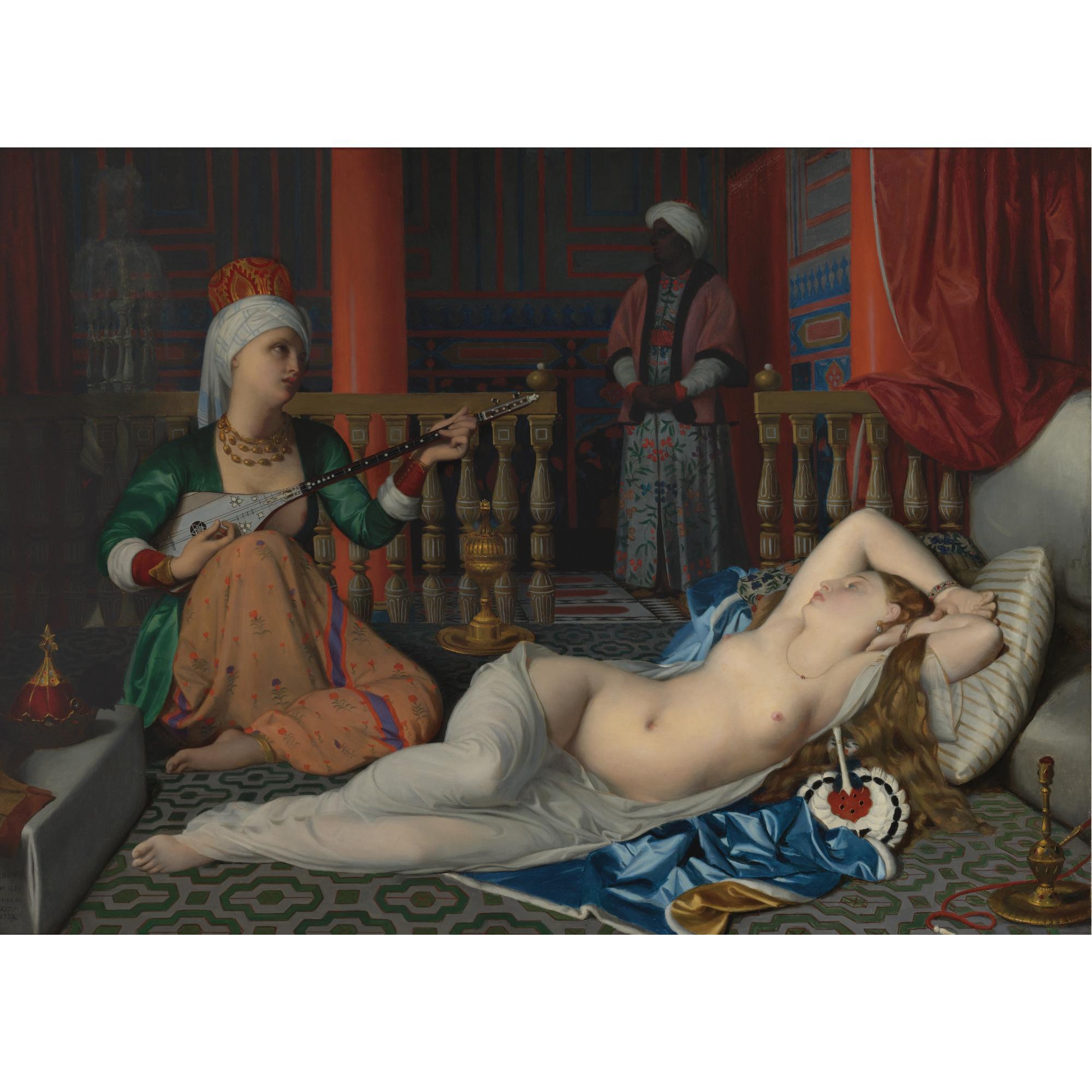 William Mcgregor Paxton - American Odalisque With The Slave (Copy After Ingres)
