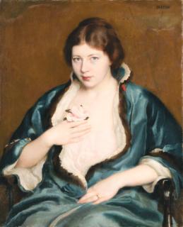 William McGregor Paxton - Woman in a Blue Wrap