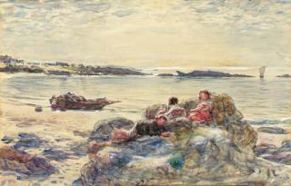 William Mctaggart, R.S.A., R.S.W. - Children on a beach