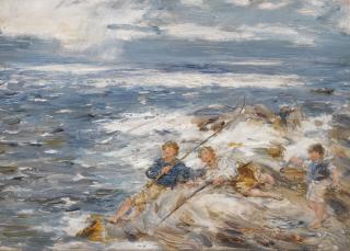 William Mctaggart, R.S.A., R.S.W. - Fishing From The Rocks