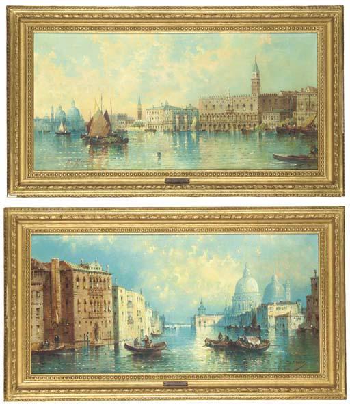 William Meadows - On The Grand Canal, Venice, Before The Fall of The Tower; And Santa Maria Della Salute, Venice