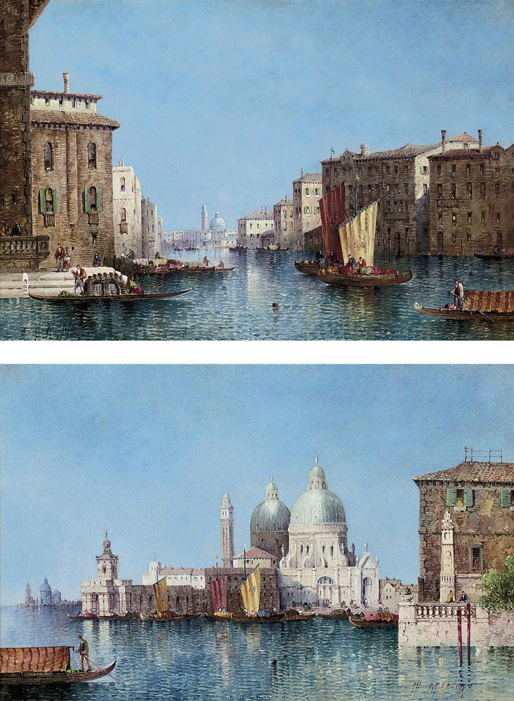 William Meadows - Santa Maria della Salute from the Bacino; and The Grand Canal, Venice