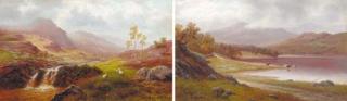 William Mellor - Sheep In A Mountainous Landscape; And Highland Cattle By A Loch