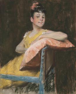William Merritt Chase - A Girl in Yellow (The Yellow Gown)