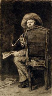 William Merritt Chase - A Seated Gentleman Smoking a Pipe