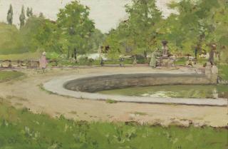 William Merritt Chase - A Water Fountain in Prospect Park