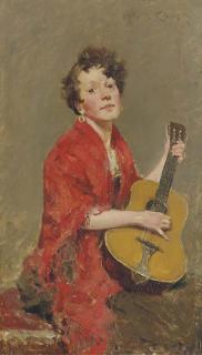 William Merritt Chase - Girl with Guitar