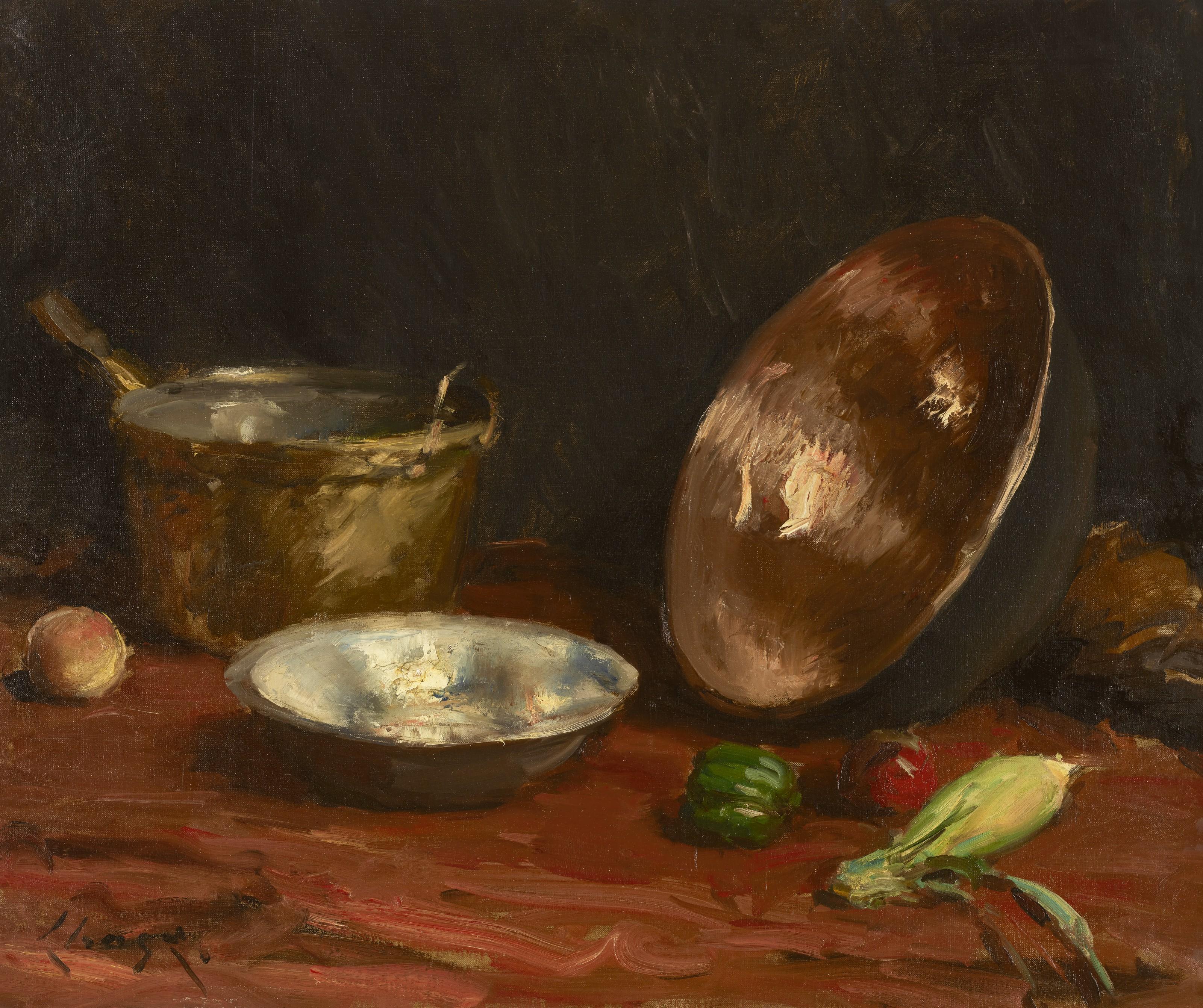 William Merritt Chase - Still Life Pans and Vegetables