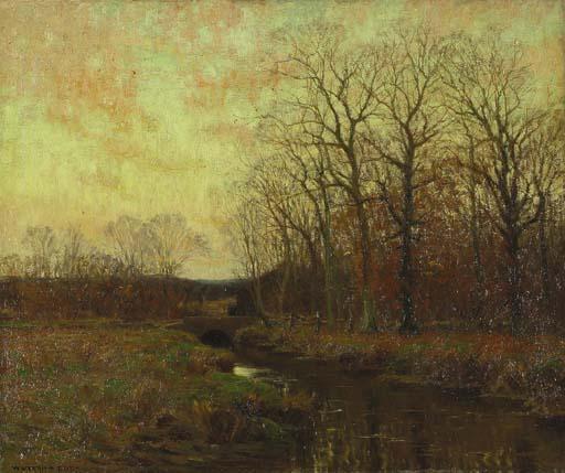 William Merritt Post - Autumn River Landscape