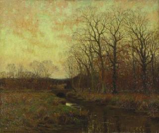 William Merritt Post - Autumn River Landscape