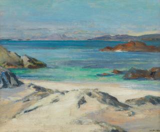 William Mervyn Glass RSA PSSA - A view towards Mull from White Beach, Iona