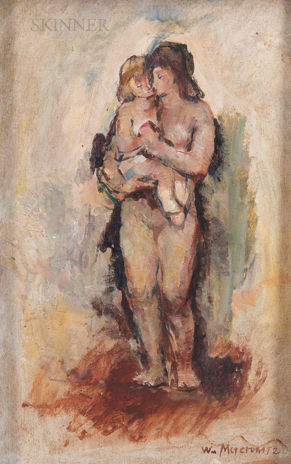 William Meyerowitz - Mother and Child Signed \'Wm Meyerowitz\' lower right. Oil on board, framed. 17 x 11 in. (43.2 x 28.0 cm)
