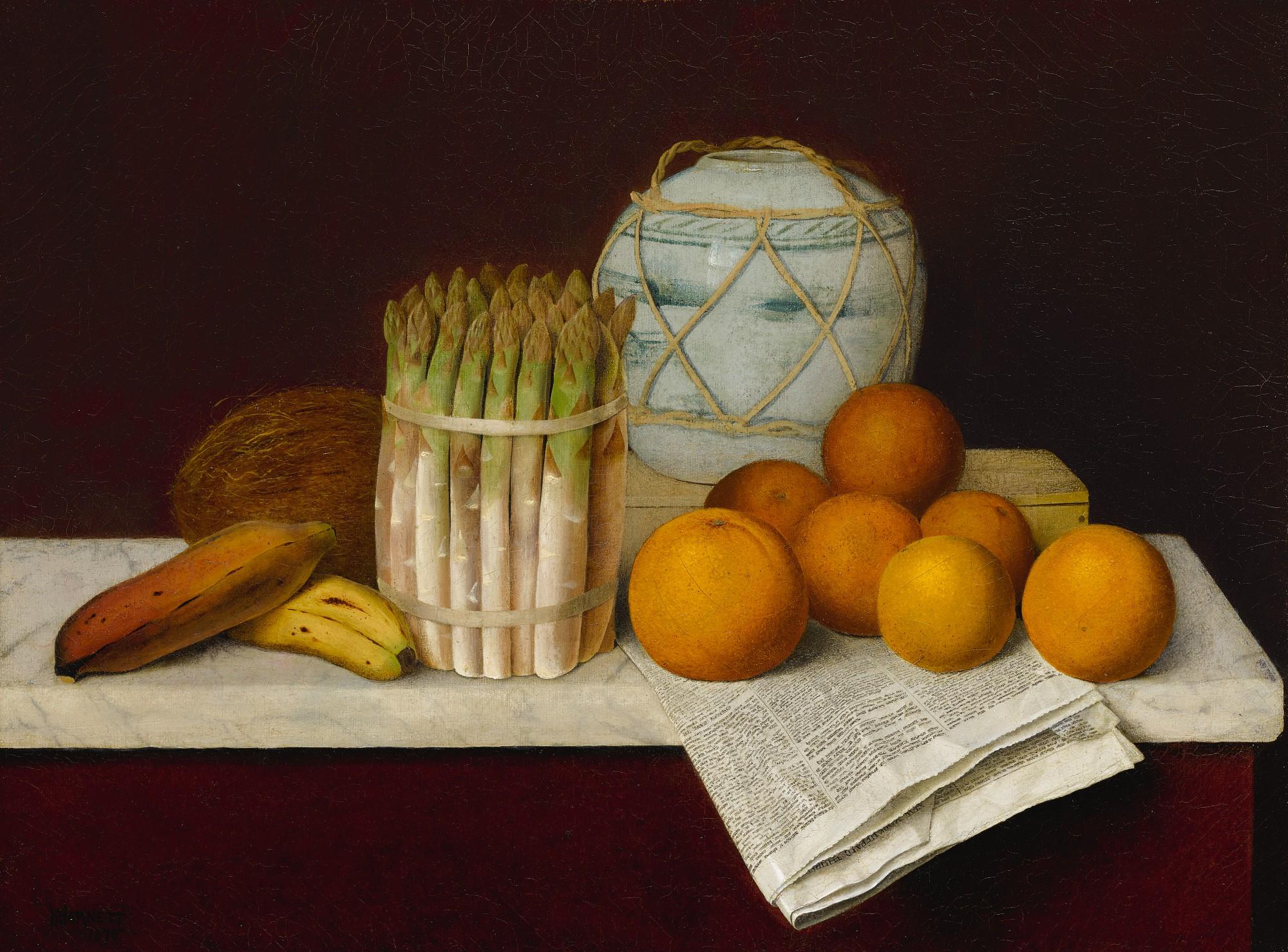 William Michael Harnett - Fruit And Asparagus