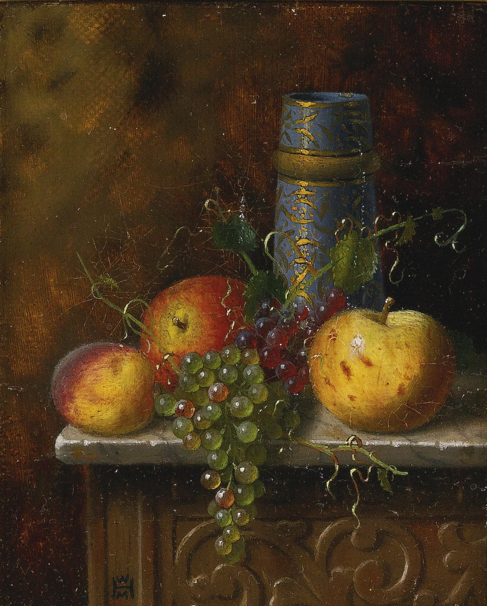 William Michael Harnett - Still Life With Fruit And Vase
