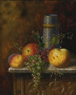William Michael Harnett - Still Life With Fruit And Vase