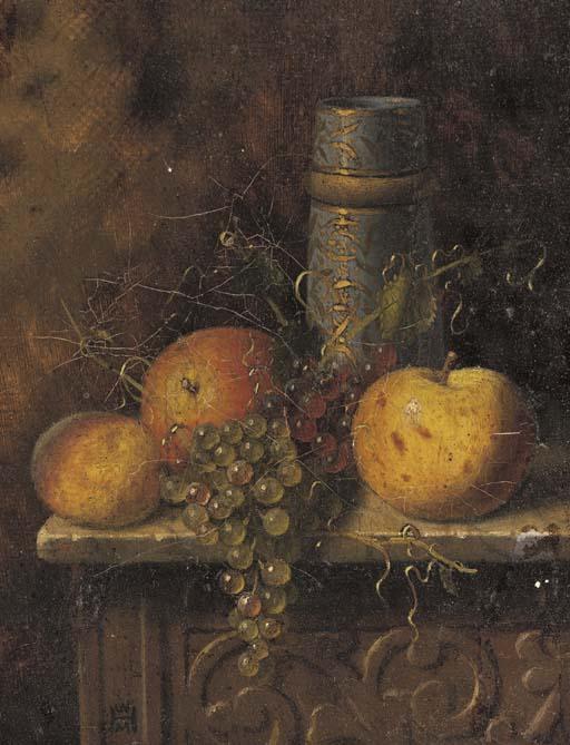 William Michael Harnett - Still Life with Fruit and Vase