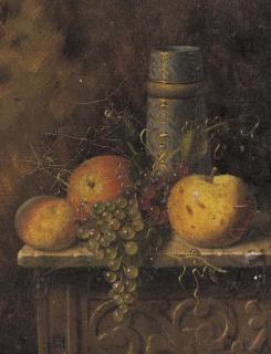 William Michael Harnett - Still Life with Fruit and Vase
