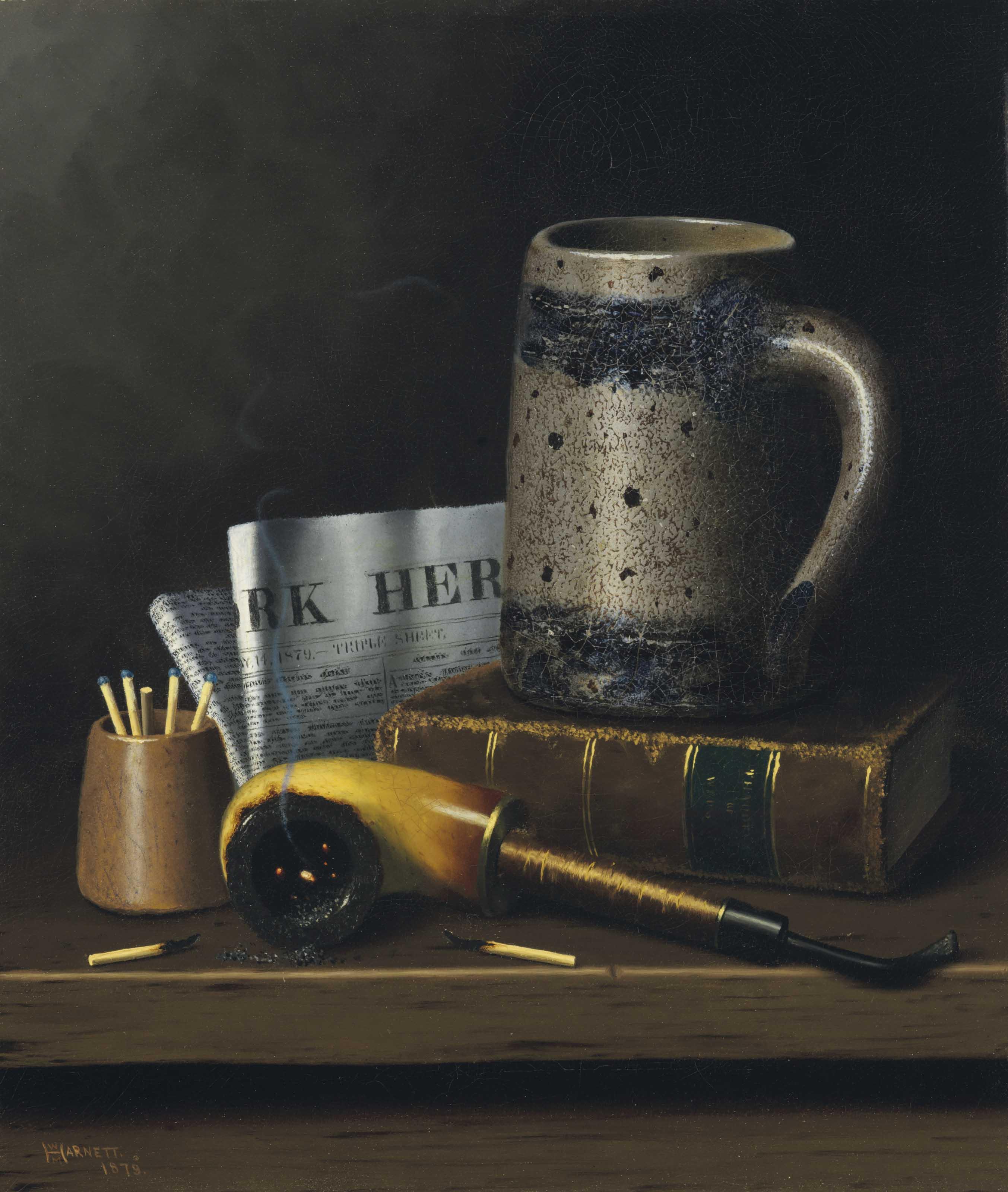 William Michael Harnett - Still Life with New York Herald, Beer Stein and Pipe