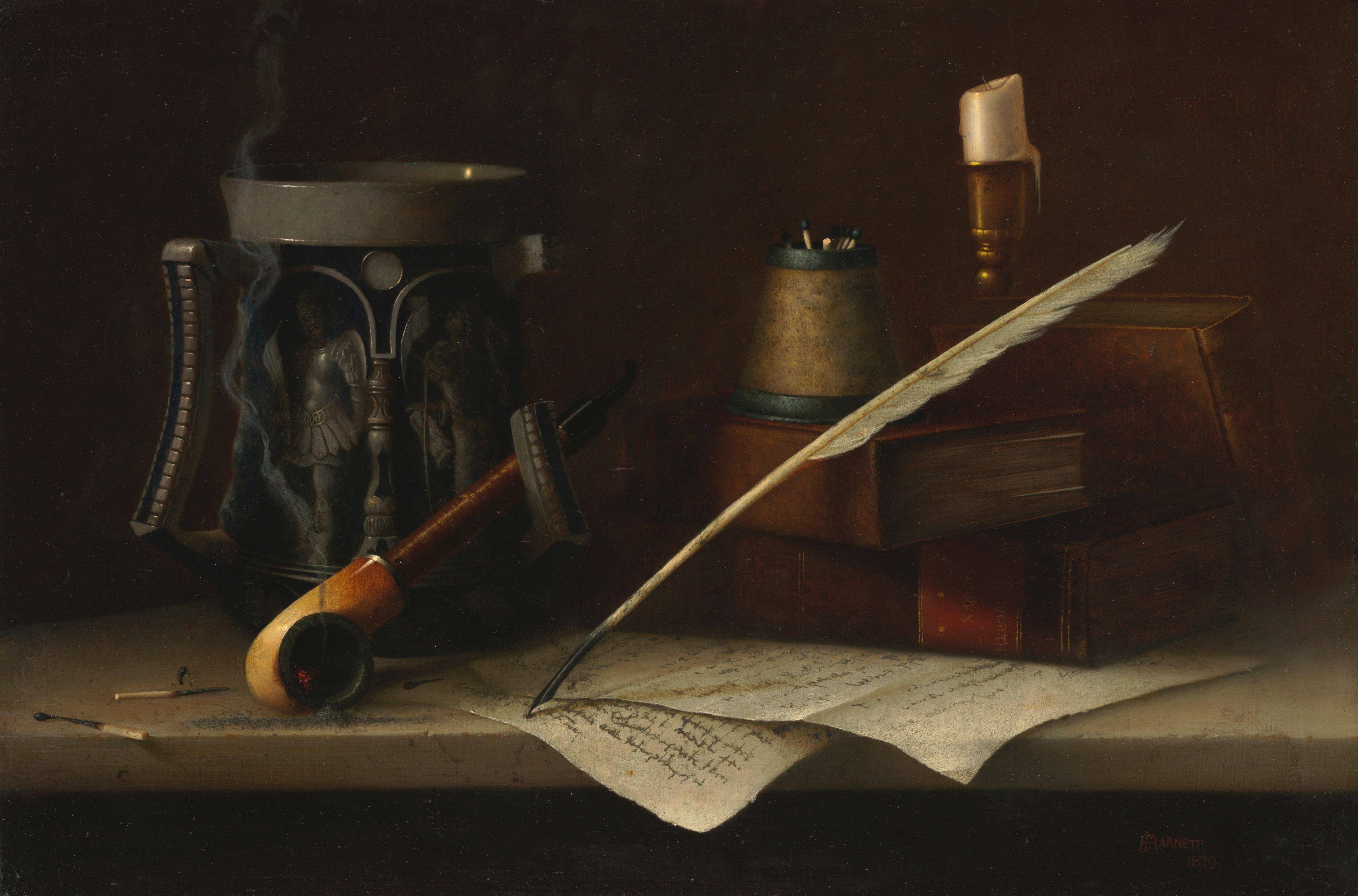 William Michael Harnett - Still Life with Quill and Pipe
