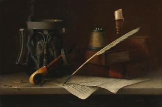 William Michael Harnett - Still Life with Quill and Pipe