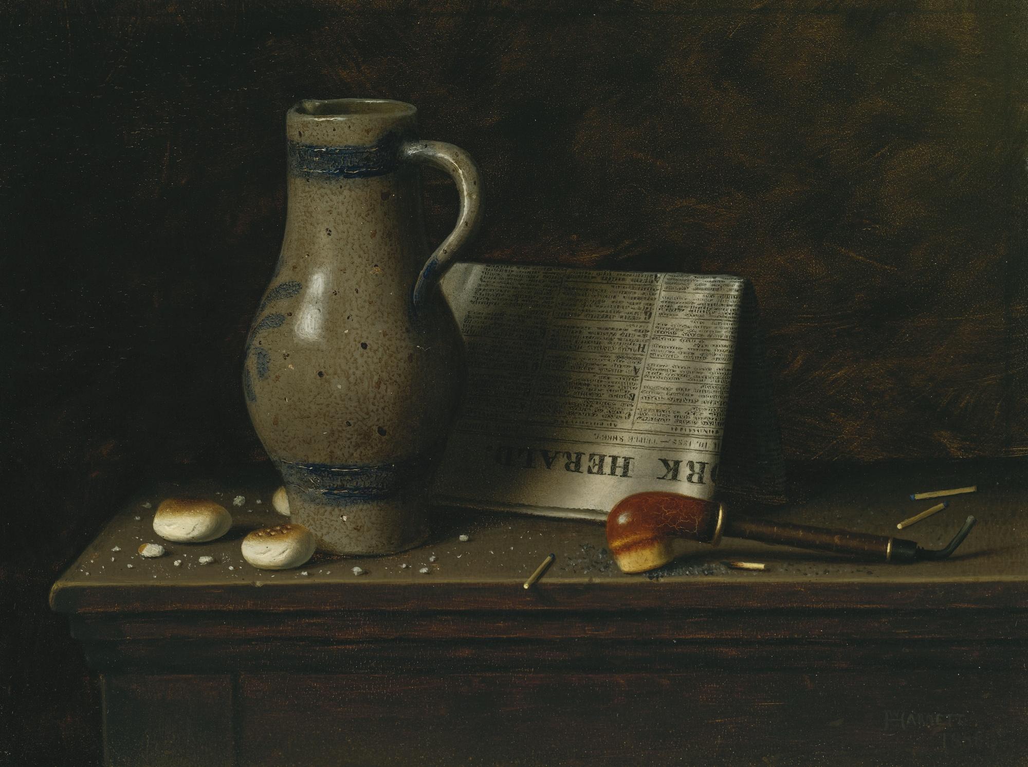 William Michael Harnett - Table Top With Pitcher, Pipe And New York Herald