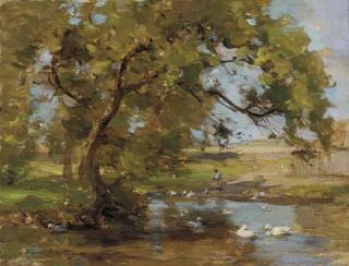William Miller Frazer, R.S.A., P.S.S.A. - The duckpond, Prestonmill, East Lothian